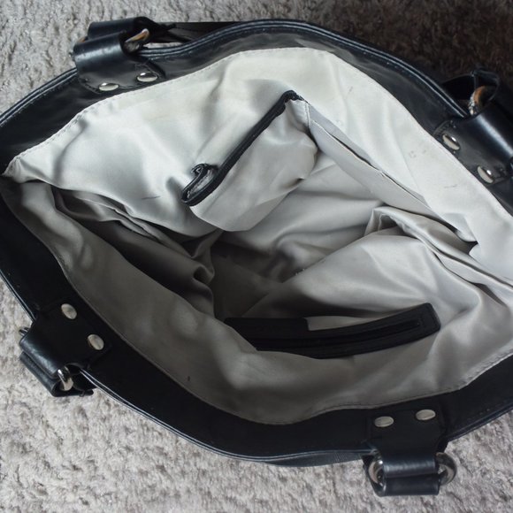 Large Calvin Klein Black Leather Tote Handbag Gently Used VG Condition - Picture 9 of 16